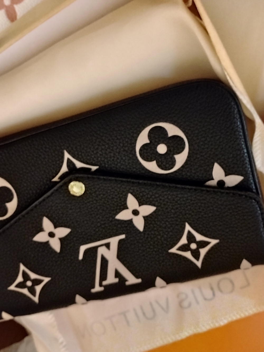 Black & White Monogram Zip Clutch